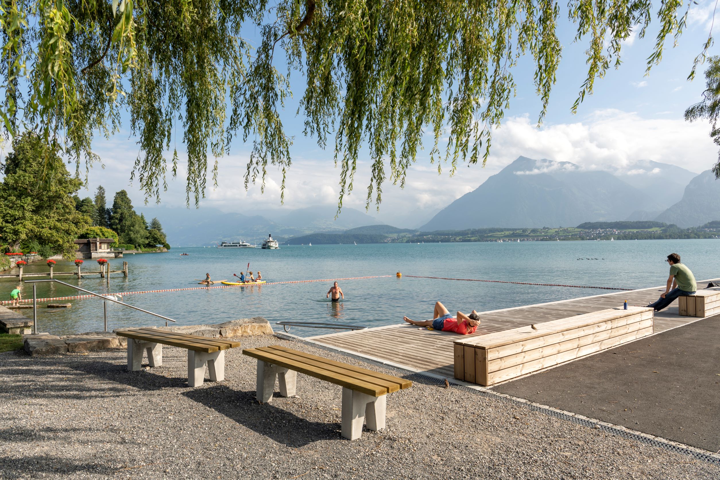 Hilterfingen, Ländtematte, Freifläche (Beispiel See- und Flussufer-Projekt Tiefbauamt Kanton Bern), Bild: B. Devènes, 2021