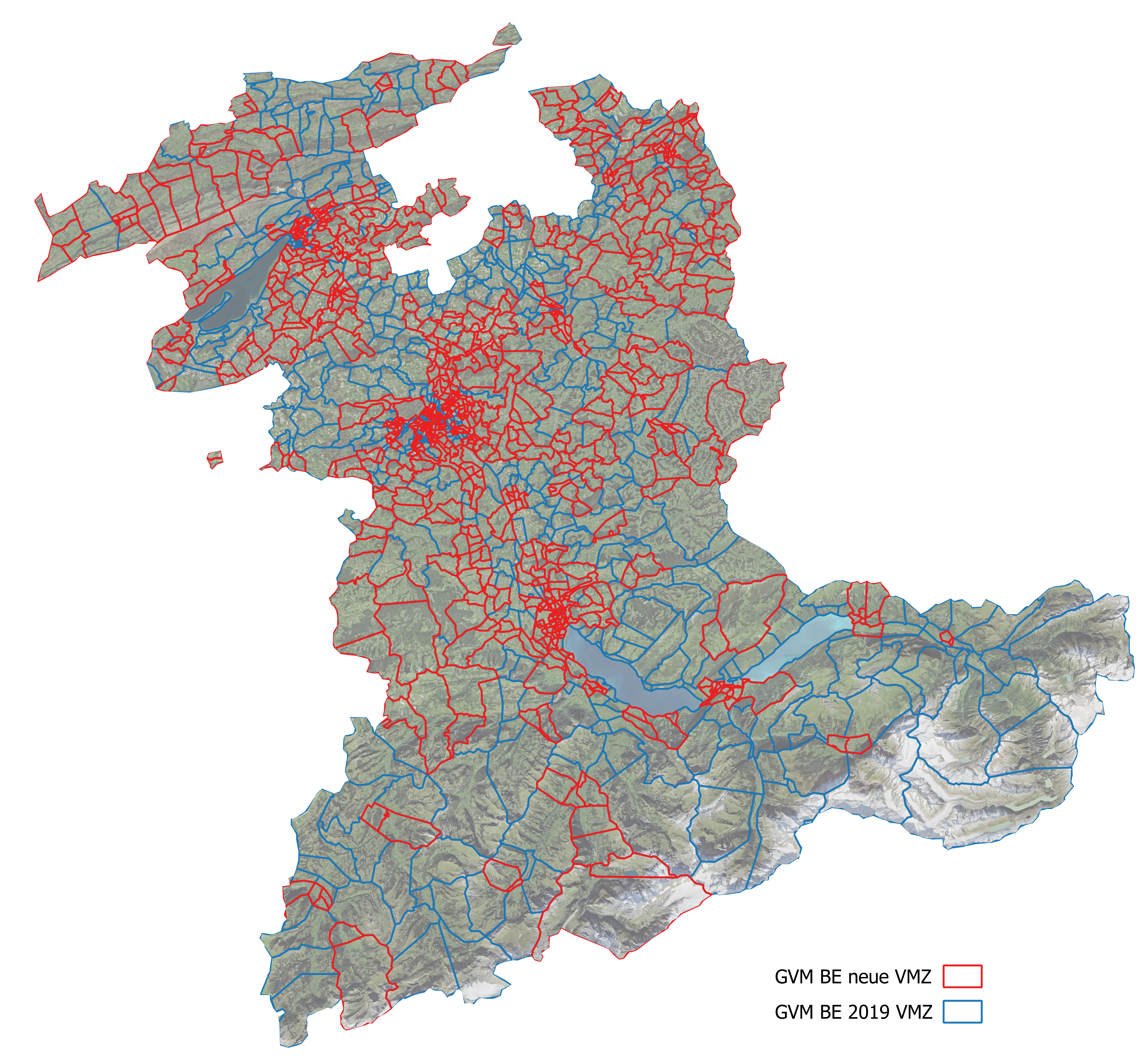 Carte générale des zones de modélisation du trafic traitées